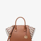 Avril Large Leather and Logo Jacquard Satchel