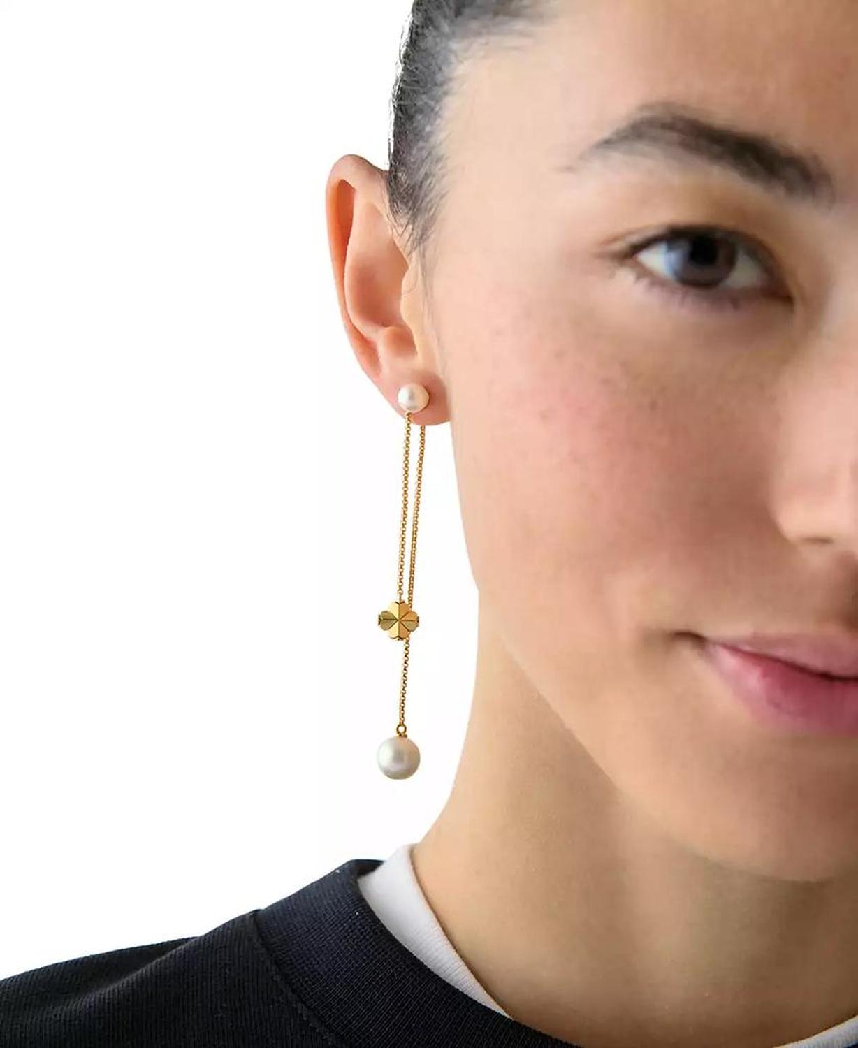 Imitation Pearl and Cubic Zirconia Chain Linear Earrings