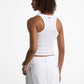 Tie-Front Ribbed Stretch Knit Tank Top