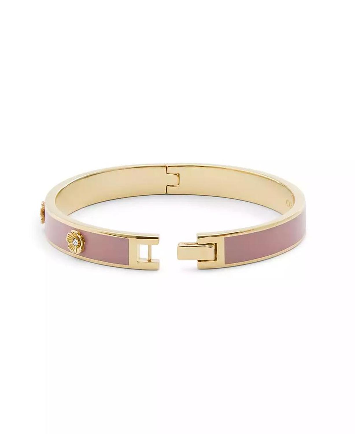 Signature Faux Stone Tea Rose Enamel Bangle Boxed Bracelet