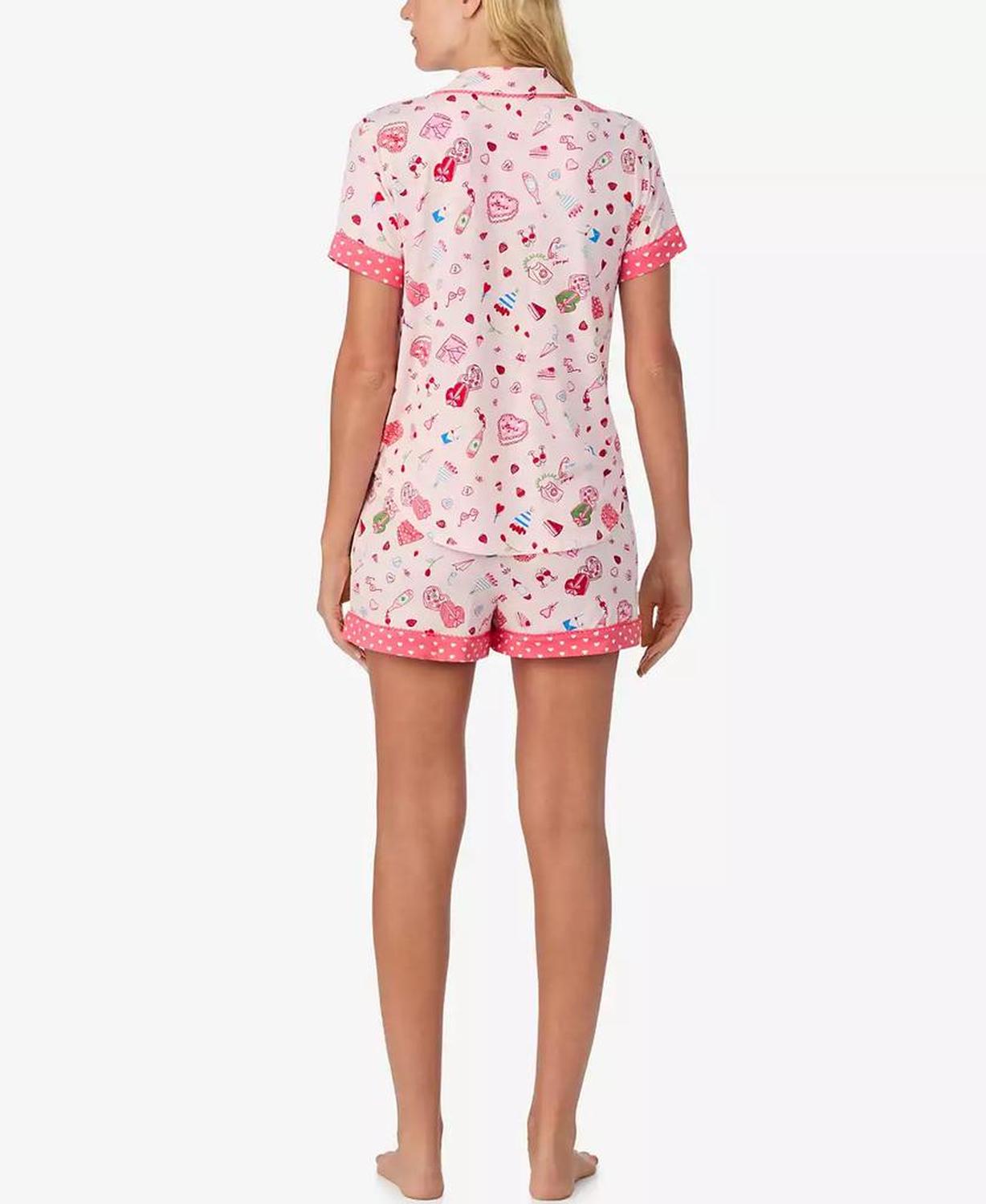Women's 2-Piece Sleepwear Short-Sleeve Shirt and Pajama Shorts Set