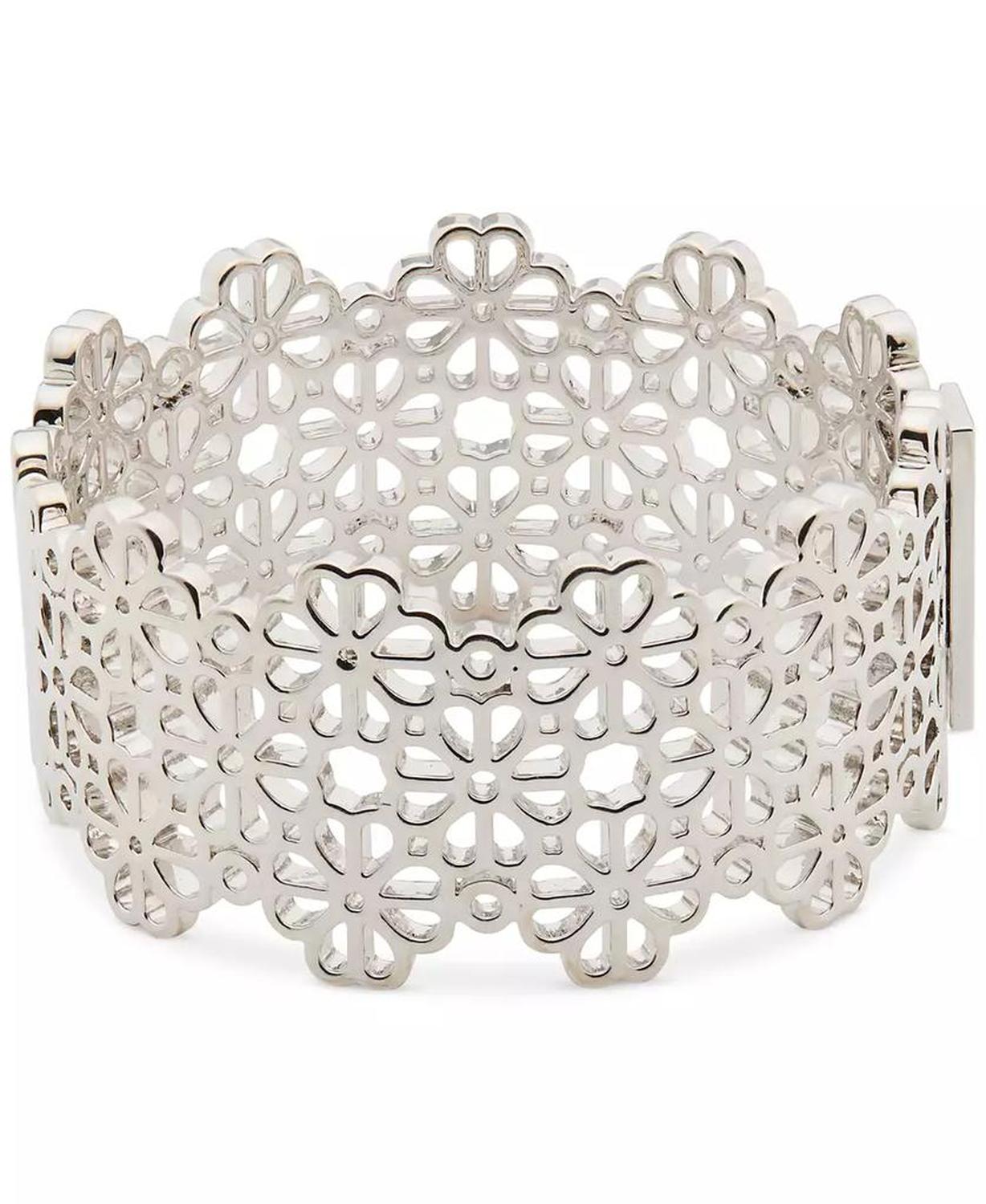Spade Flower Lace Wide Bangle Bracelet