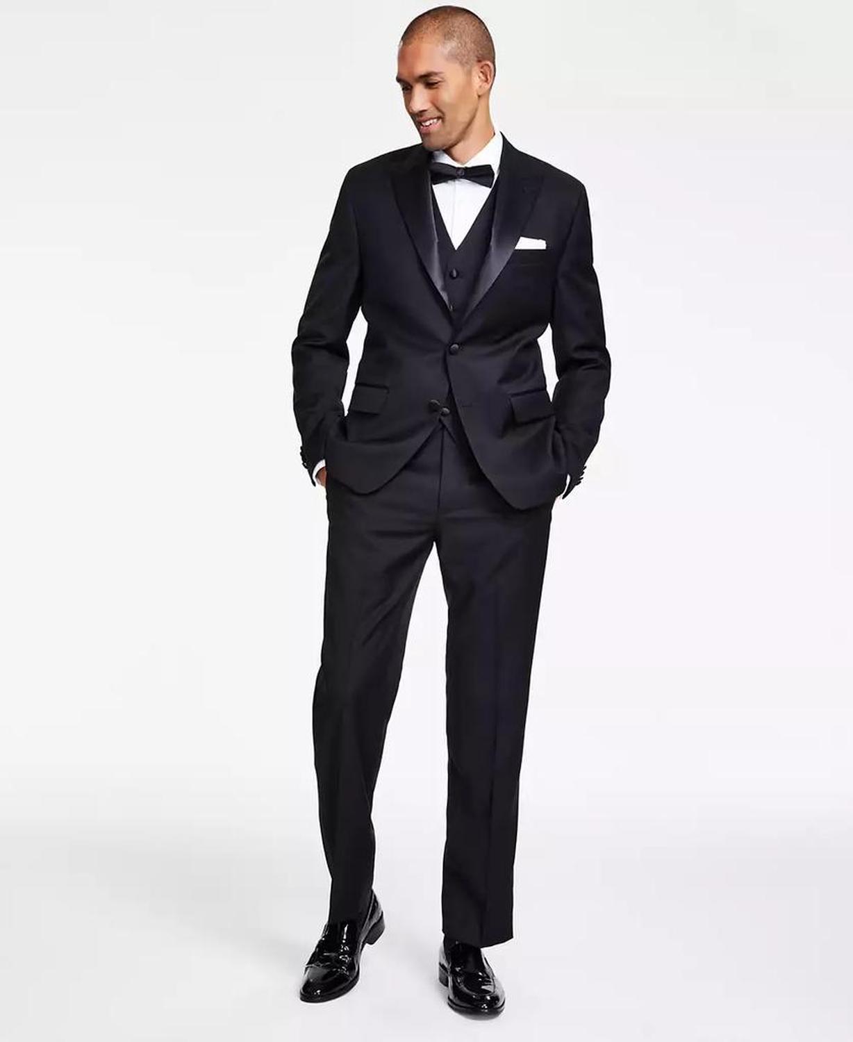 Men's Classic-Fit Stretch Black Solid Tuxedo Separates