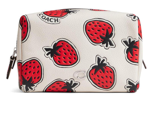 Essential Cosmetic Pouch with Strawberry Print