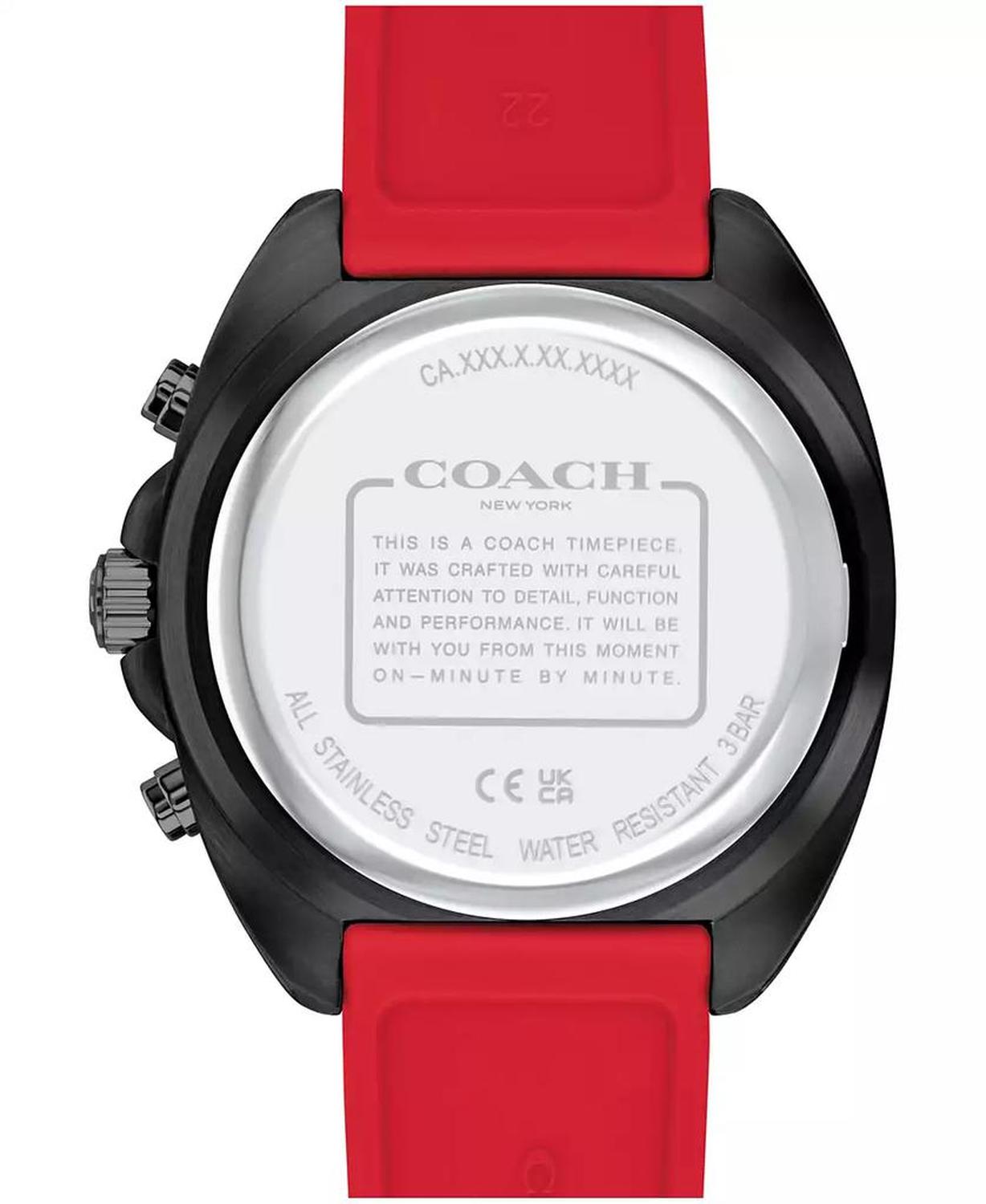 Men's Charter Red Silicone Strap Watch 44.5mm