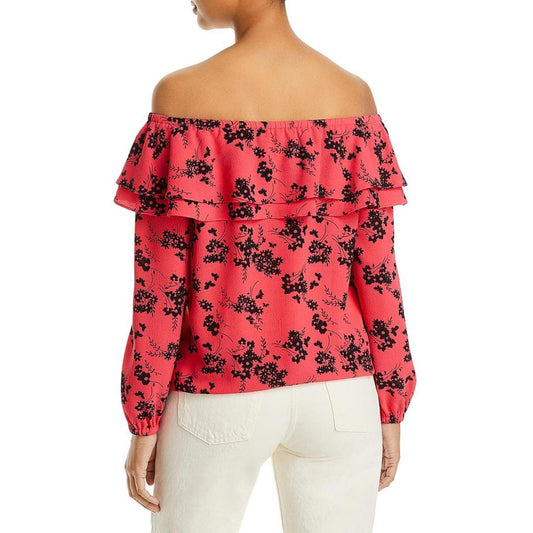 Womens Ruffled Off-The-Shoulder Blouse