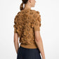 Hand-Embroidered Floral Cashmere Shell Top