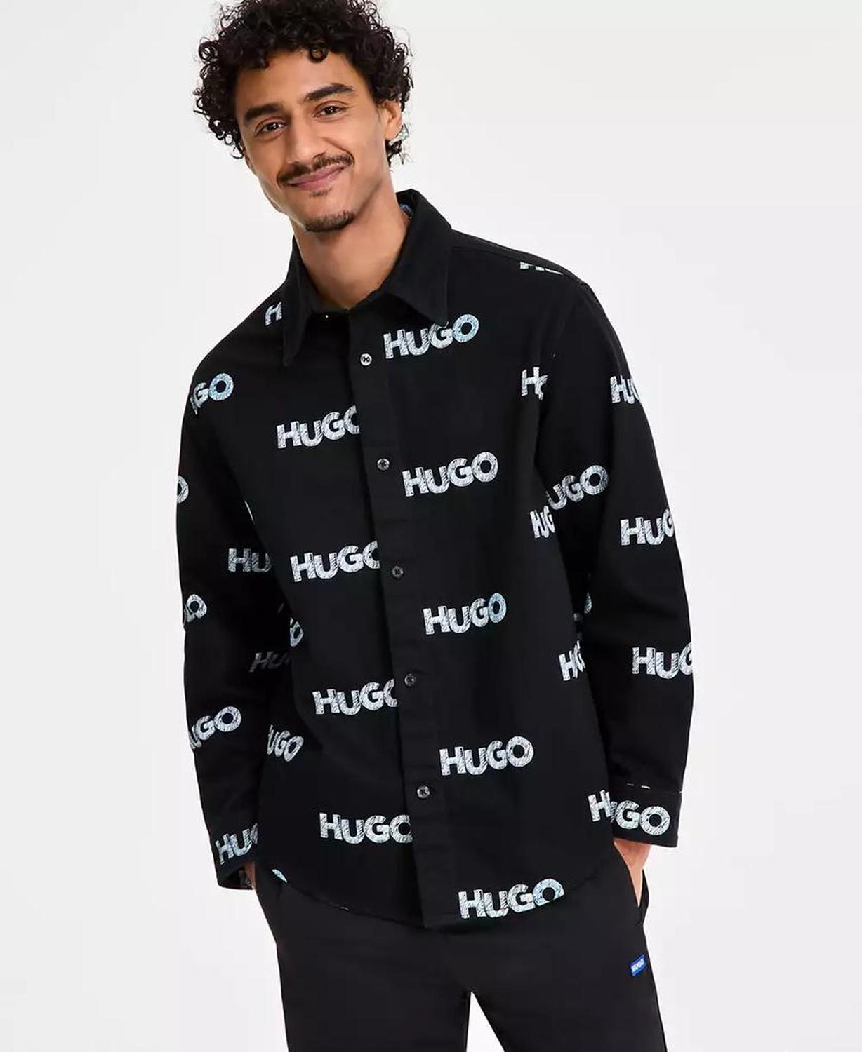 Men's Oversized-Fit Logo Shirt Jacket