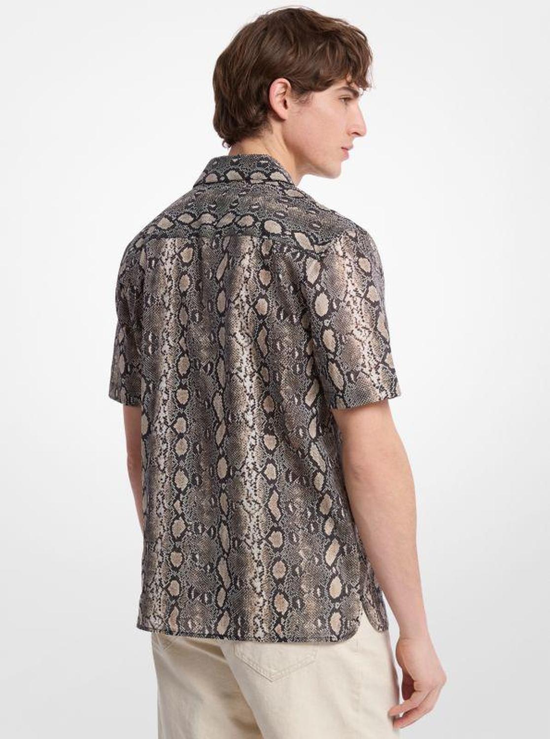 Snake Print Cotton Camp Shirt