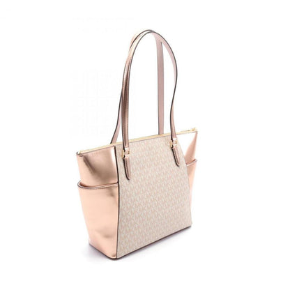 gold Coated Canvas Leather Tote Bag (Pre-Owned)