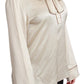 Dolce & Gabbana Elegant Beige Silk Satin Blouse with QUEEN Embroidery