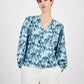 Women's Faux-Wrap Buttoned-Cuff Top