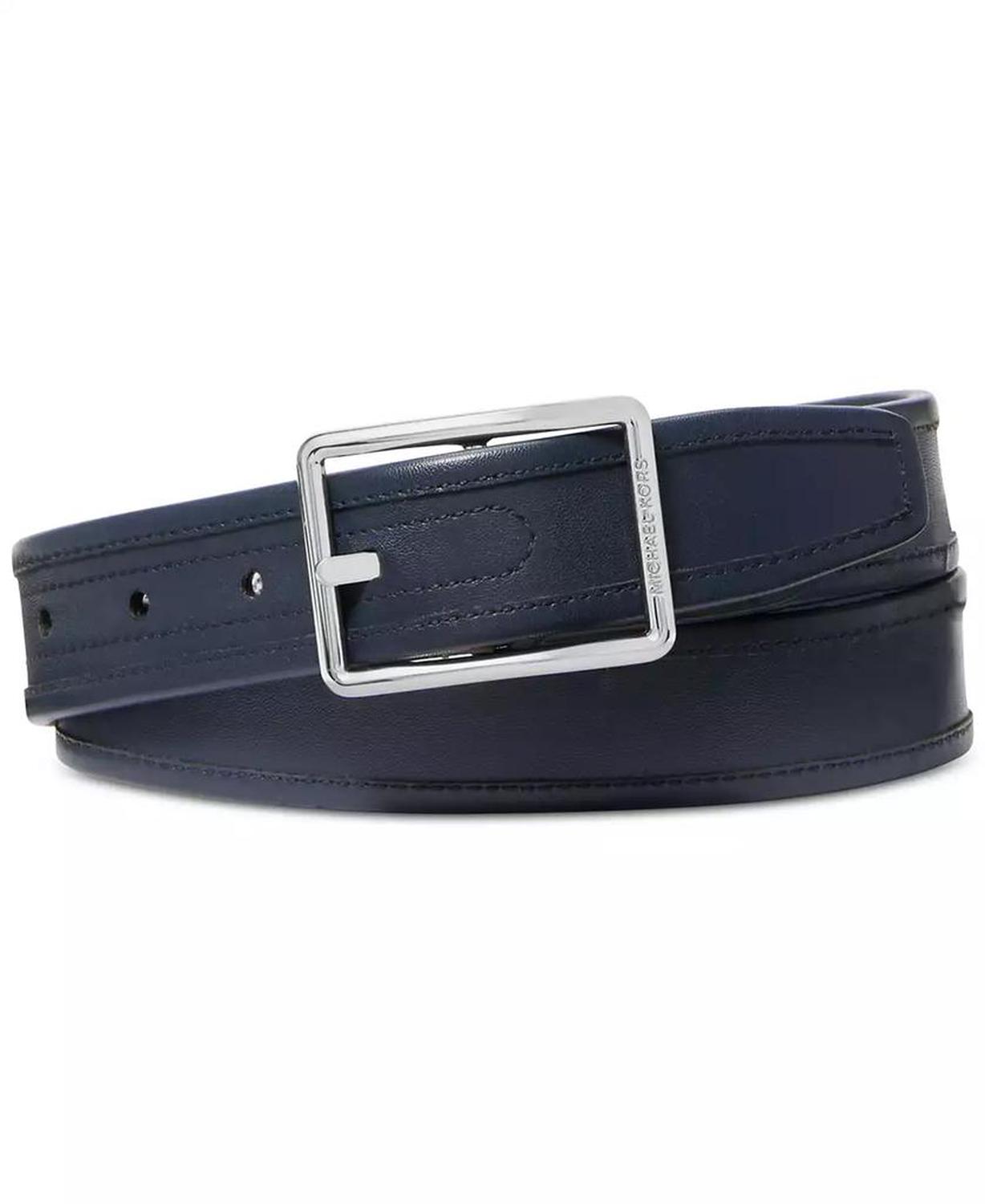 Men's Leather Reversible MK Logo Swivel Belt