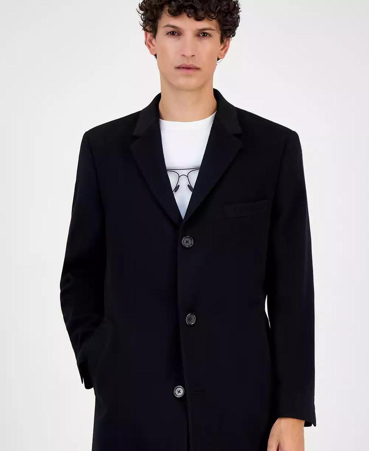 Men's Classic-Fit Solid Pure Cashmere Overcoat