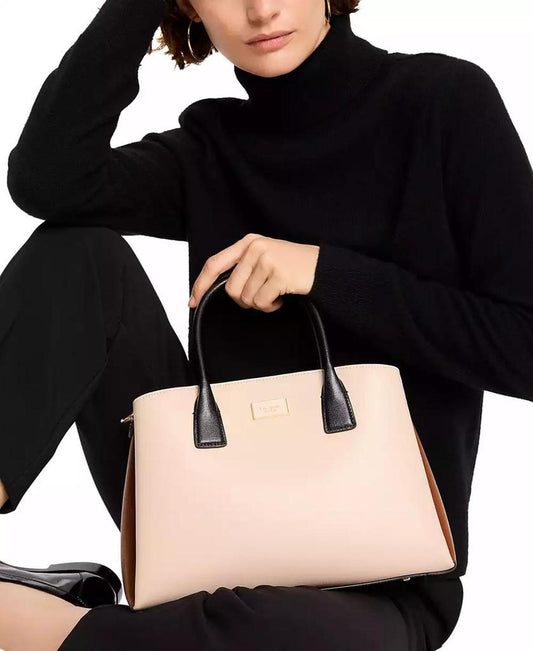 Serena Color-Blocked Saffiano Leather Satchel