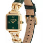 Women's Cass Gold Tone Stainless Steel and Dark Green Leather Calfskin Strap Watch, 22mm