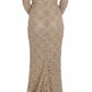 Dolce & Gabbana Beige Floral Lace Long Sleeve Maxi Dress