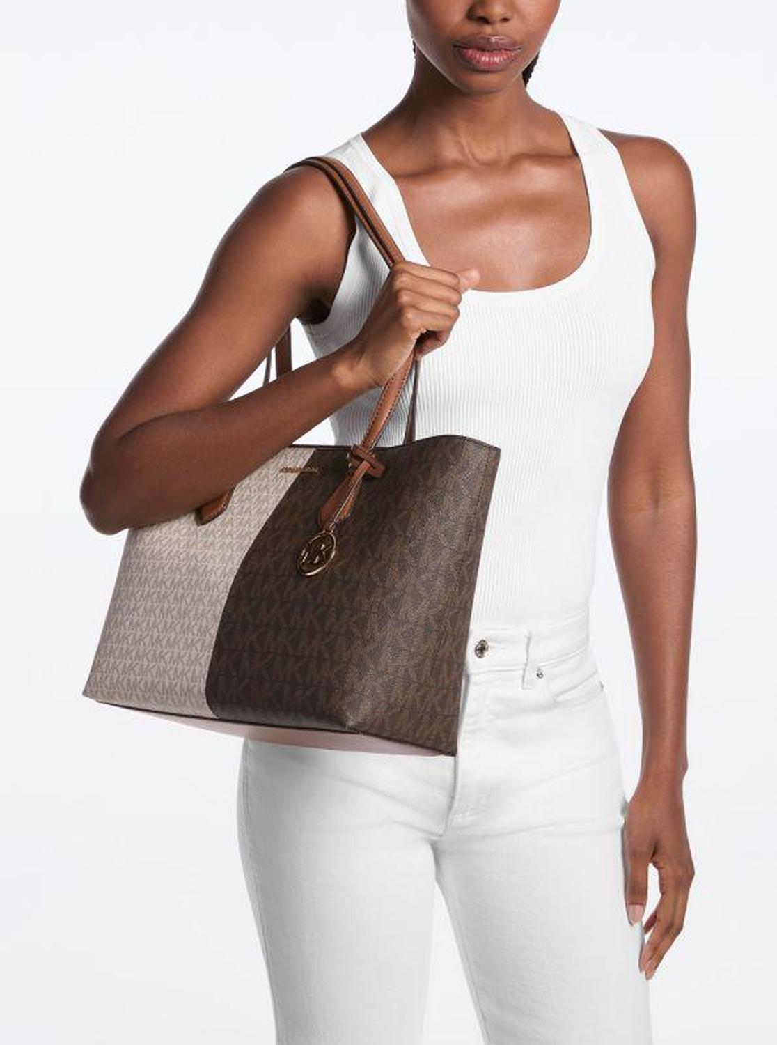 Sheila Large Two-Tone Signature Logo Tote Bag