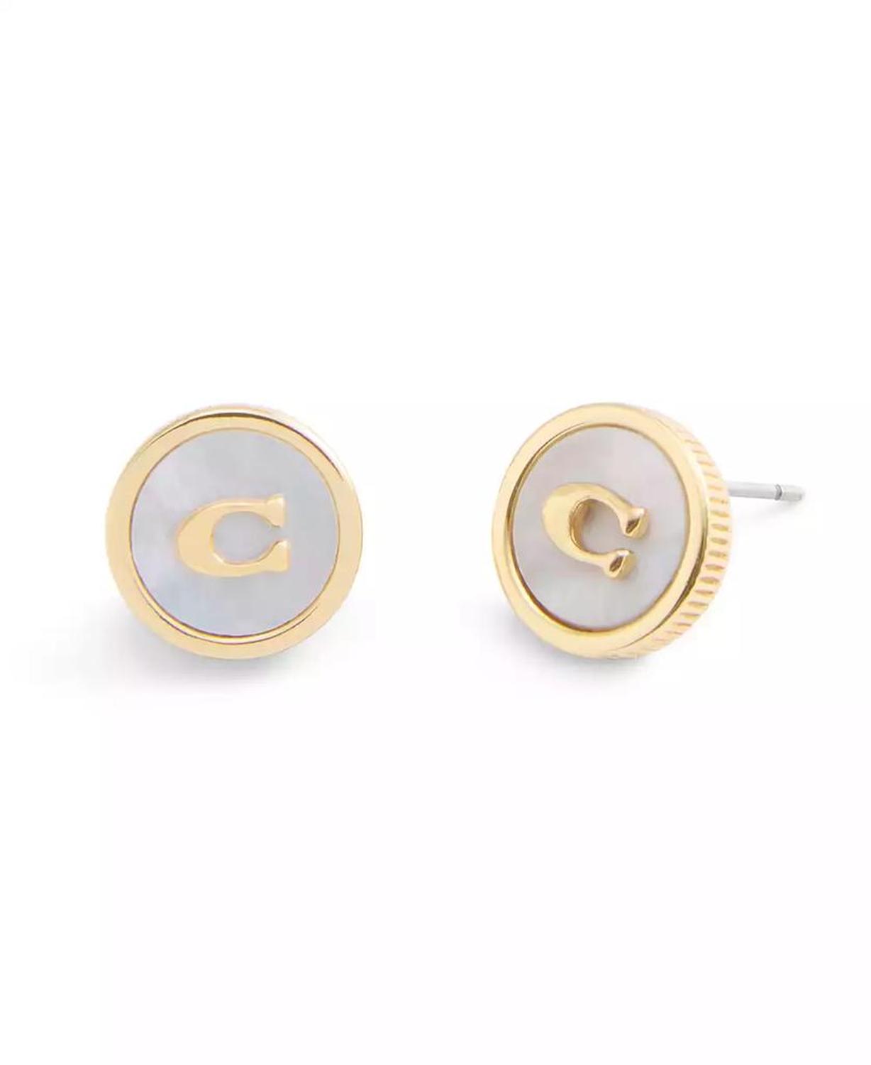 Signature Mother of Pearl Coin Stud Earrings