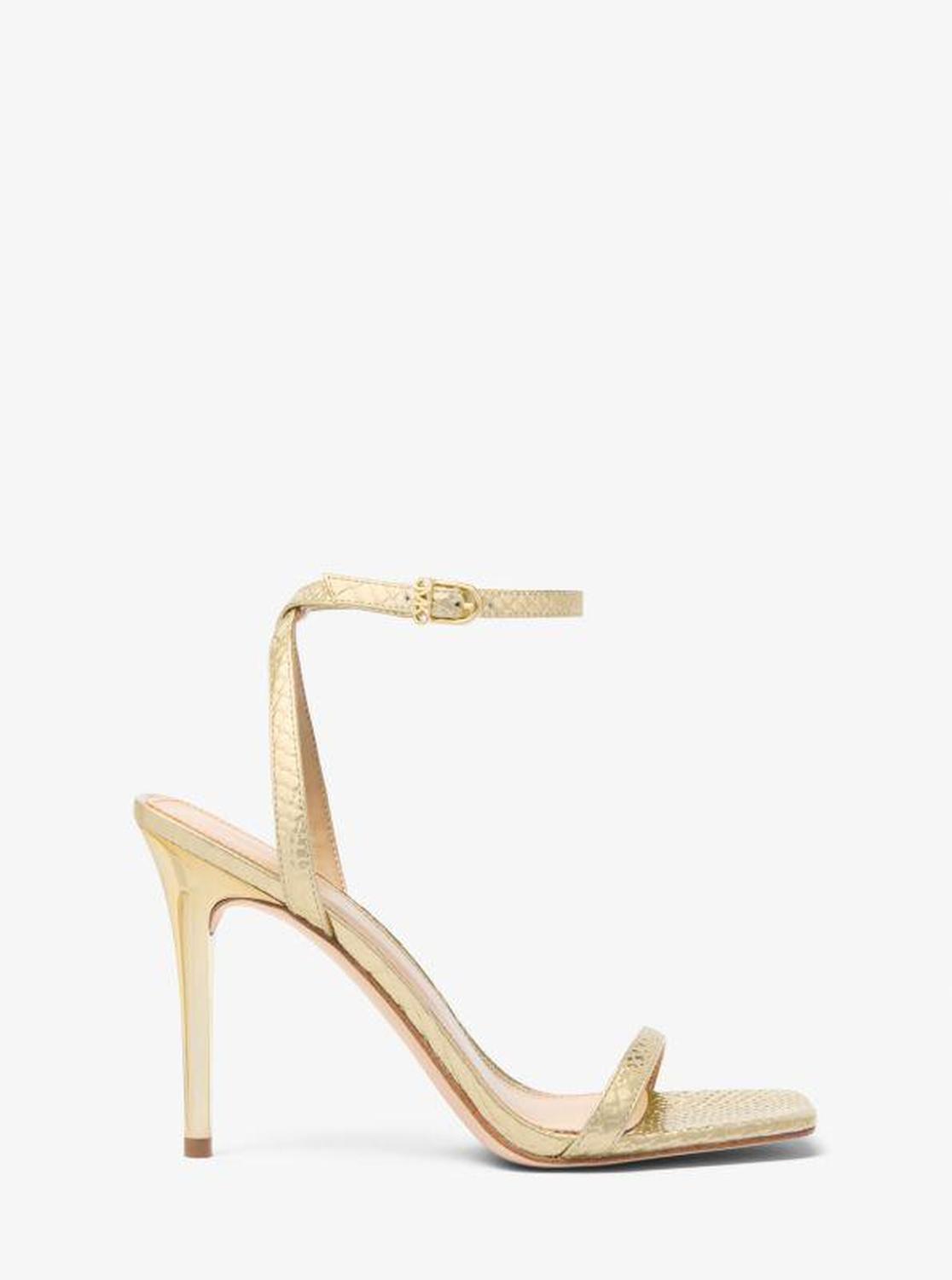 Liana Metallic Snake Embossed Leather Sandal