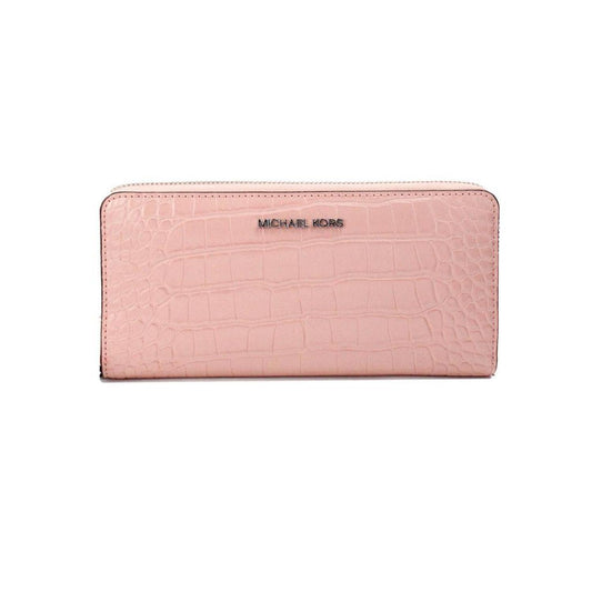 Michael Kors Jet Set Large pink Animal Print Leather Continental Wrist Women's Wallet
