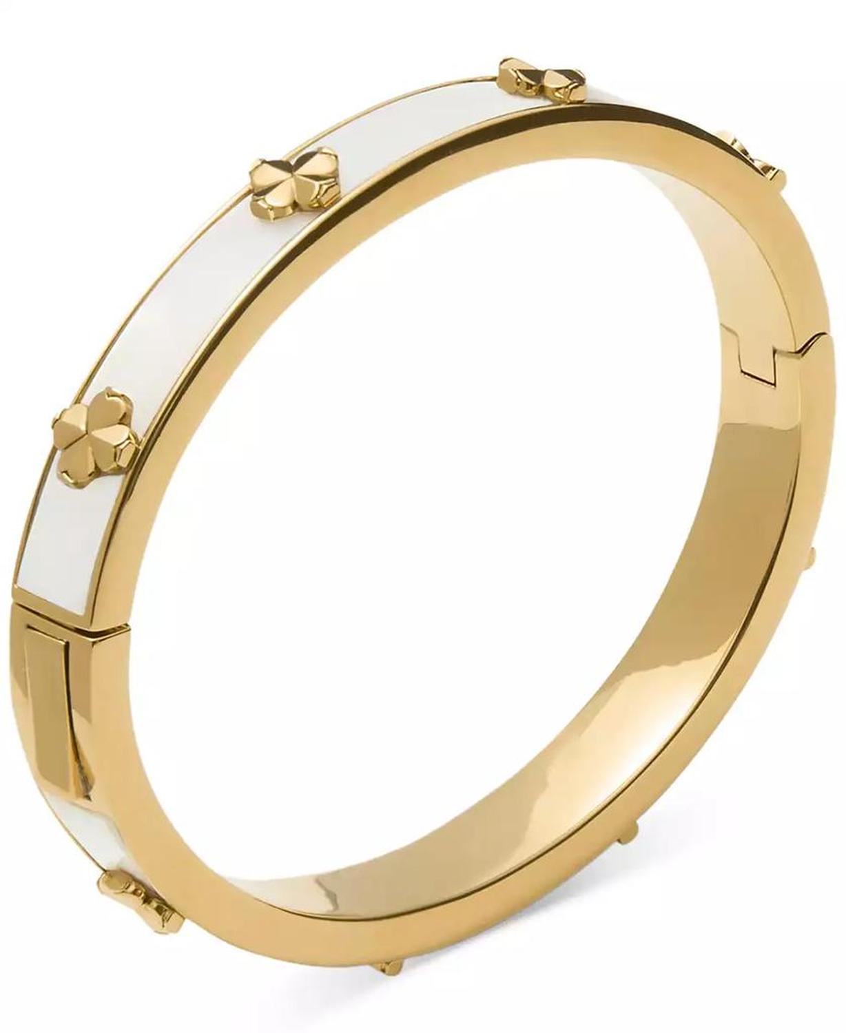 Imitation Pearl Gold Hinge Bangle Bracelet