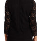 Dolce & Gabbana Elegant Black Floral Lace Long Sleeve Top