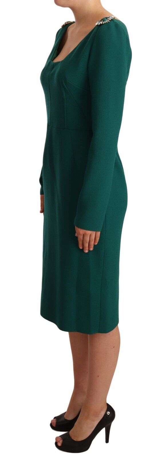 dolce and gabbana emerald green dress Dolce & Gabbana Emerald Green Velvet Crystal-Embellished Gown