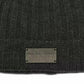 Men's Leather Patch Ribbed Beanie