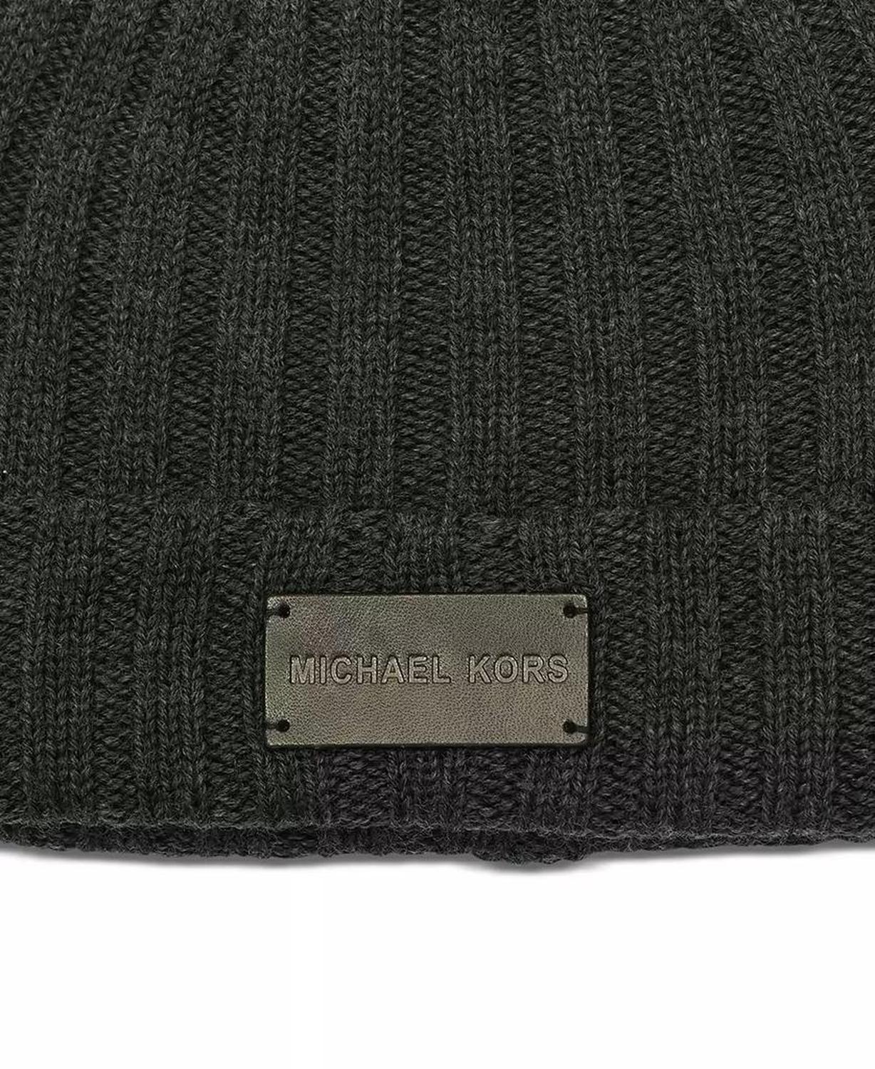 Men's Leather Patch Ribbed Beanie