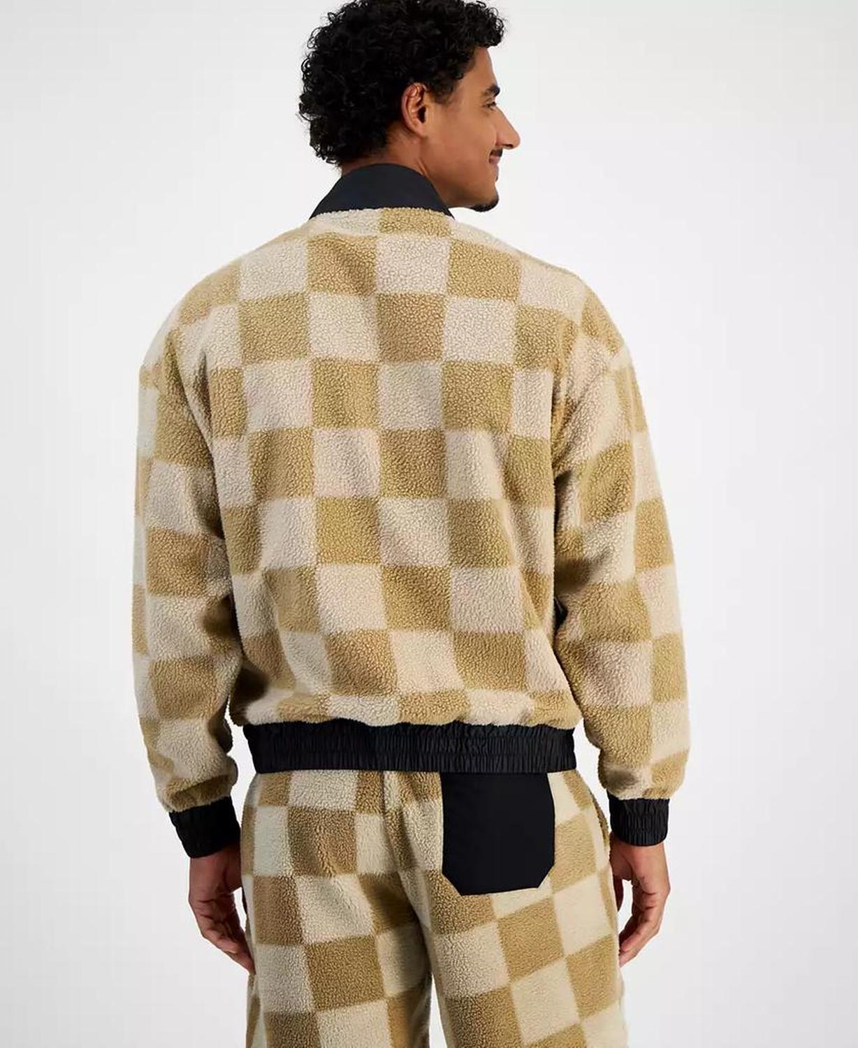 Men's Naliso Relaxed Fit Zip-Front Checkered Track Jacketed