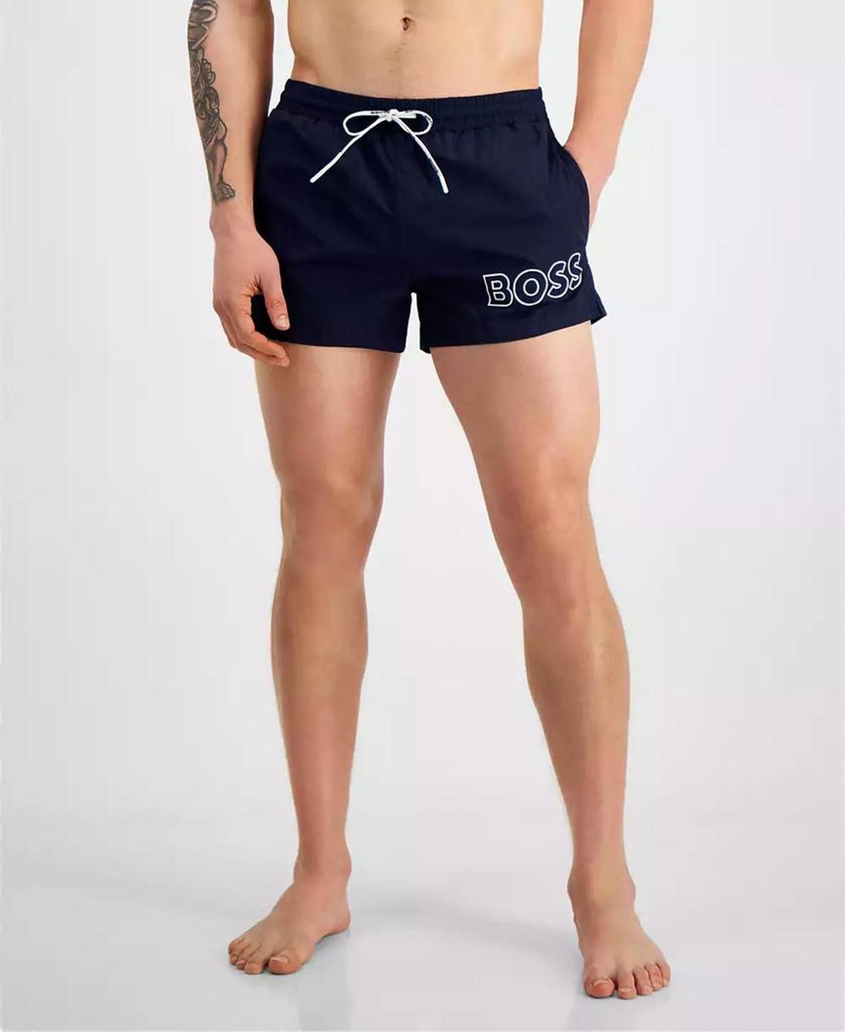 Men's 3" Mooneye Outlined Logo Drawstring Swim Trunks