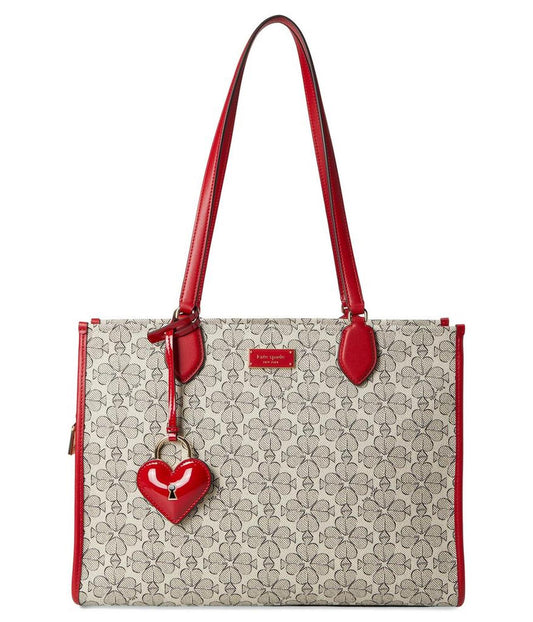 Spade Flower Coated Canvas Vday Spade Flower Coated Canvas Large Market Tote With Dangle