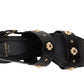 Spade Flower Stud Pebbled Leather Block Heel Sandal