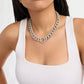 Two Tone Pavé Logo Chain Necklace