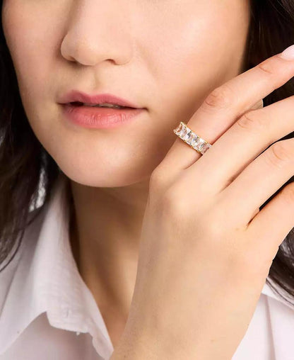 Gold-Tone Baguette Cubic Zirconia Eternity Band Ring