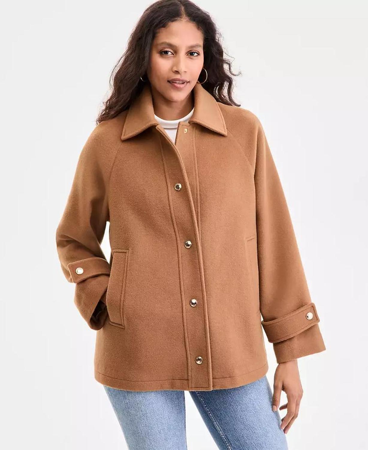 Women's Collared Button-Front Coat, Exclusively at Macy's