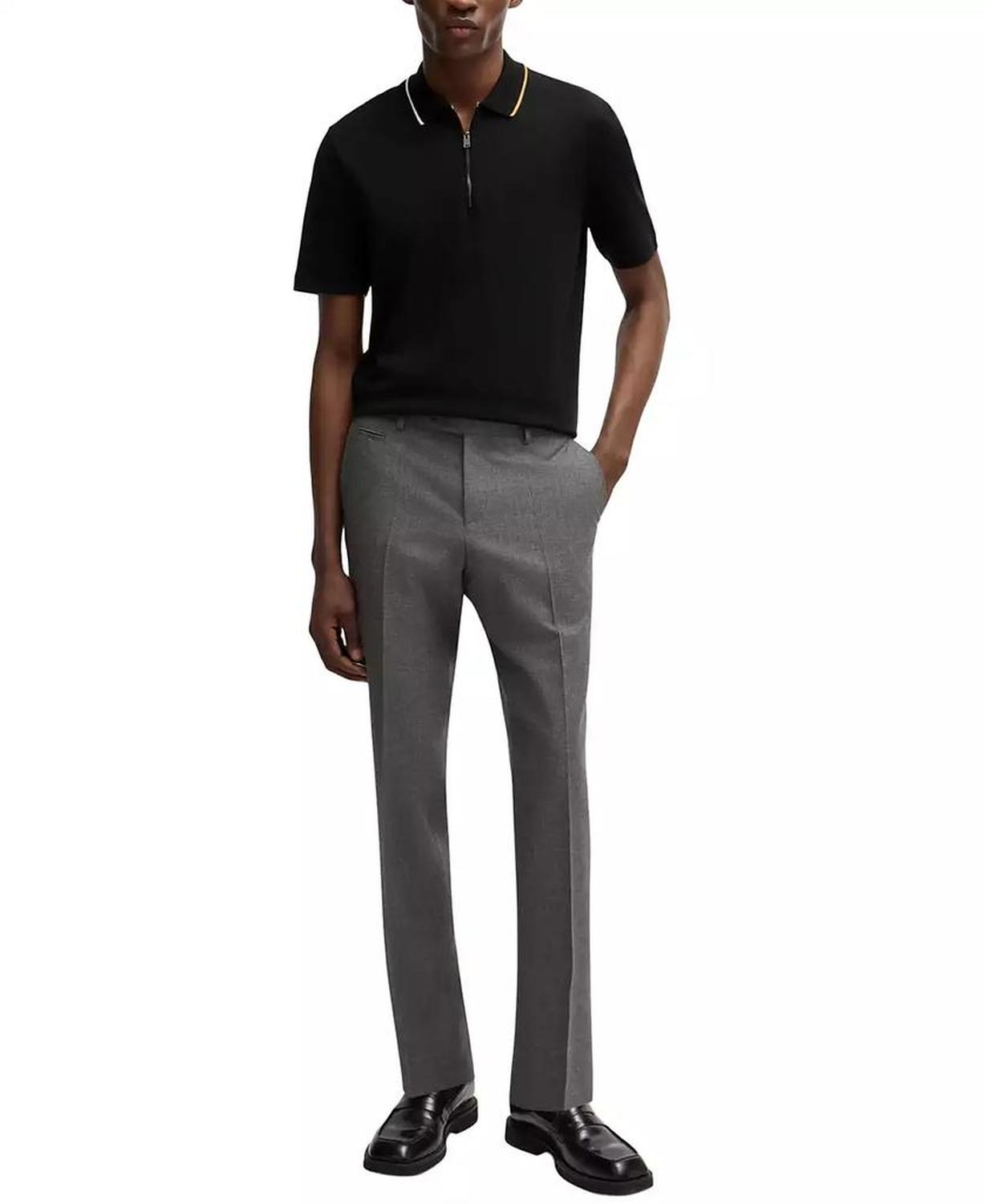 Men's Zip-Neck Interlock Polo Shirt