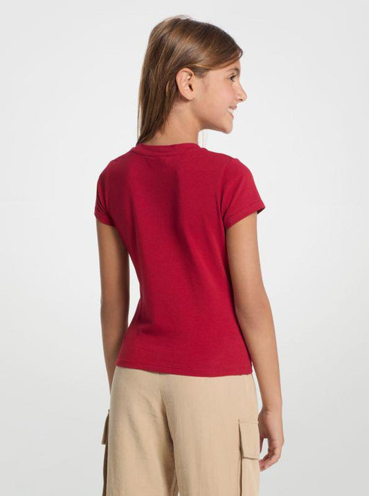 Metallic Printed Stretch Cotton T-Shirt