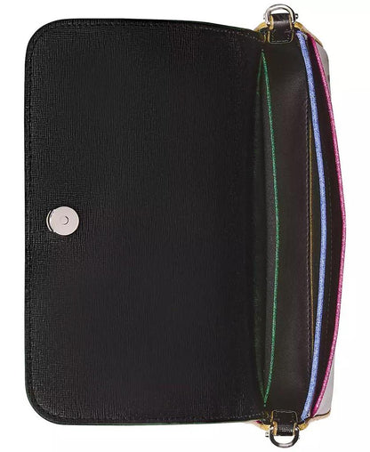 Devin Glitter Edge Saffiano Flap Chain Wallet