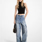 Stretch Denim Wide-Leg Cargo Jeans