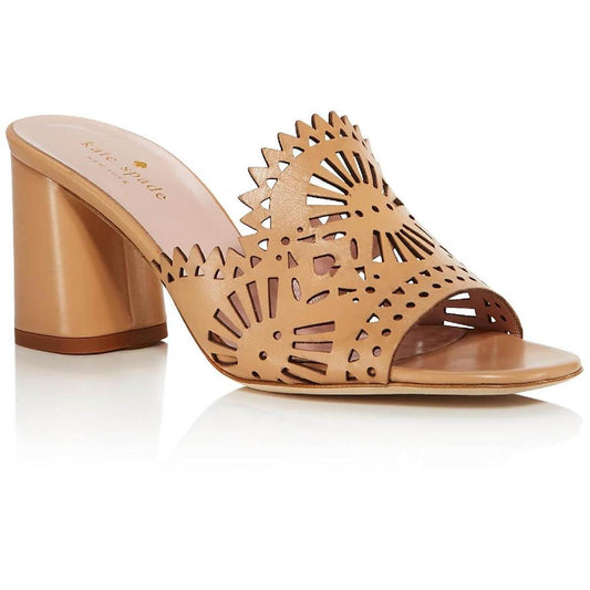 Delgado Womens Leather Laser Cut Mule Sandals