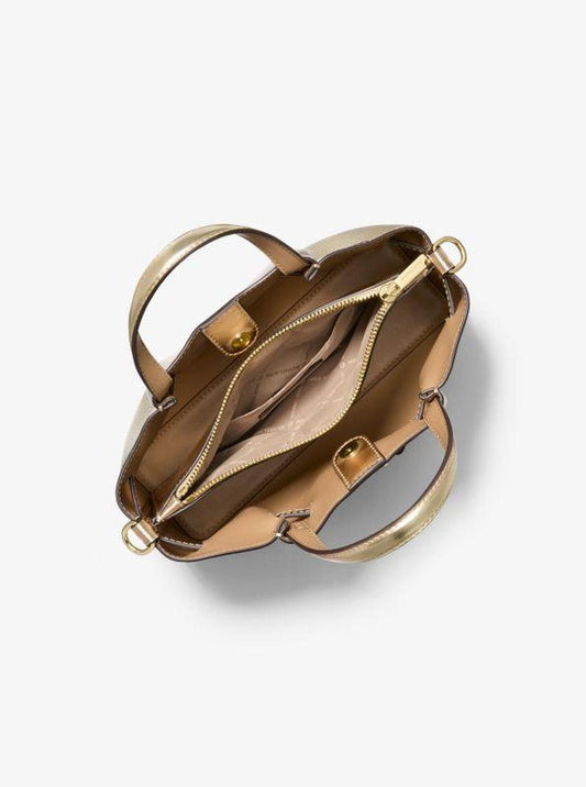 Carson Medium Metallic Pebbled Leather Satchel