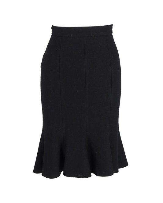 Prada Mermaid Knee-Length Skirt in Black Wool