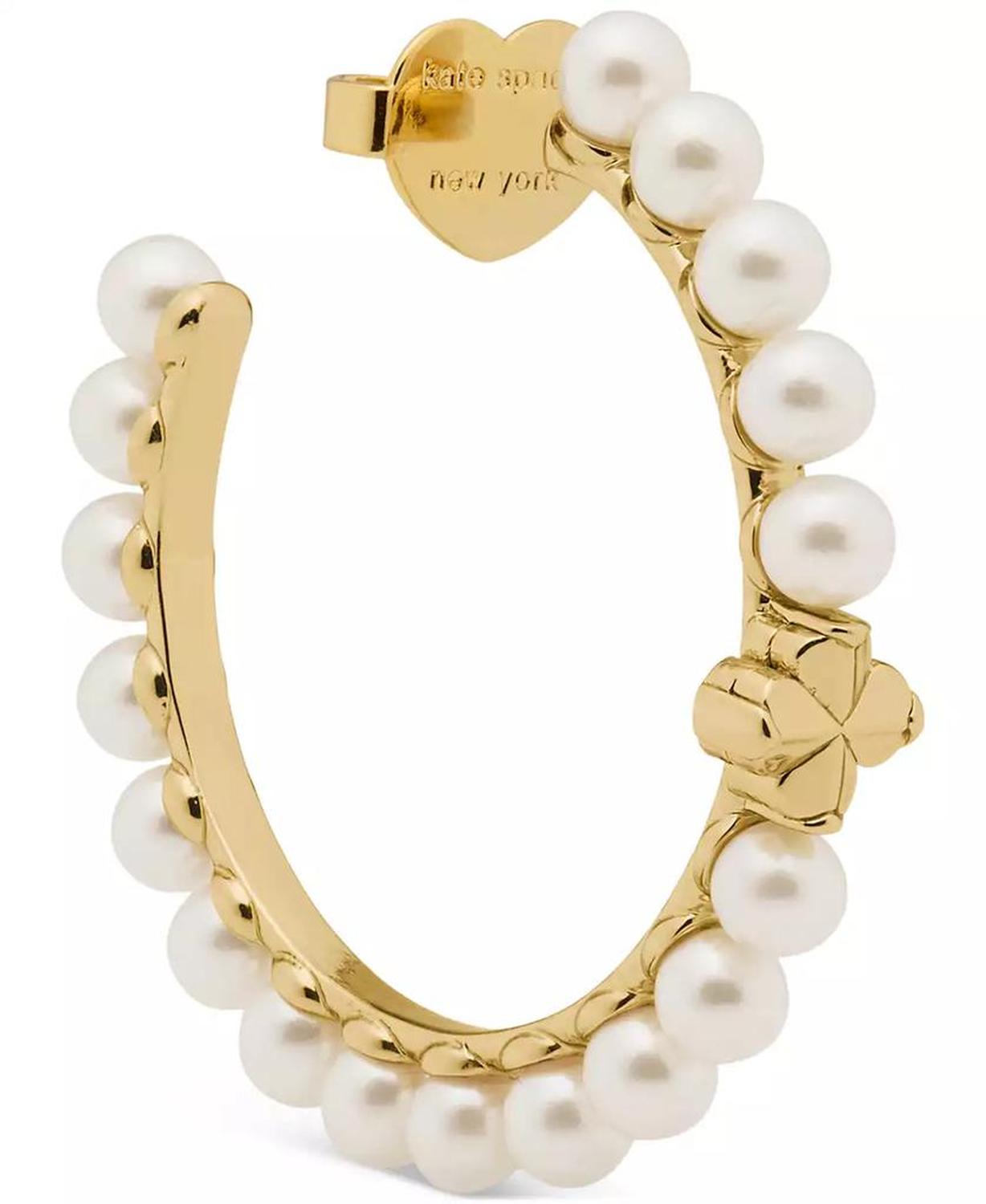 Imitation Pearl and Cubic Zirconia Hoop Earrings