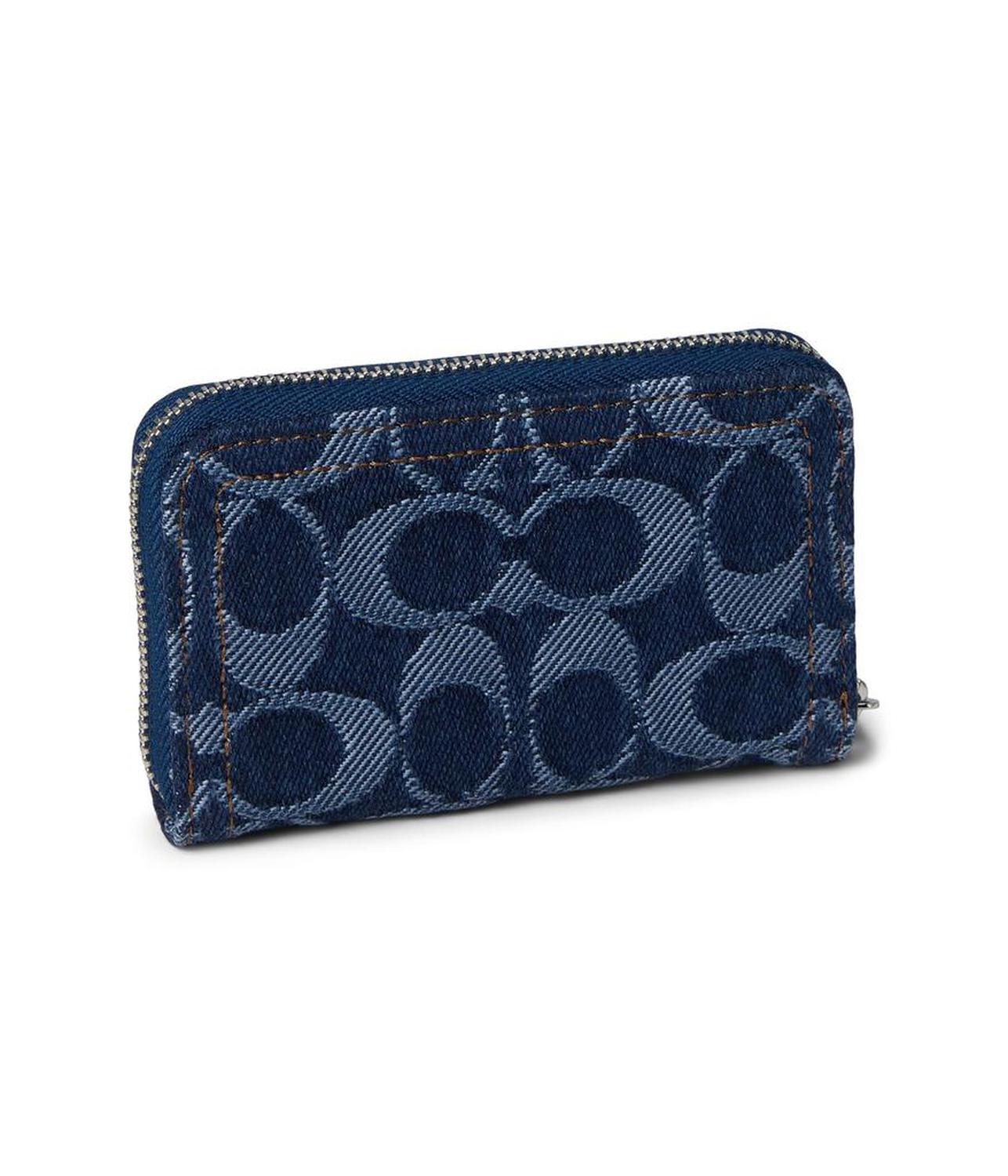 Essential Small Zip Around Card Case In Signature Denim