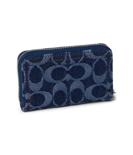 Essential Small Zip Around Card Case In Signature Denim