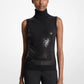 Hand-Embroidered Sequin Cashmere Sleeveless Turtleneck Sweater