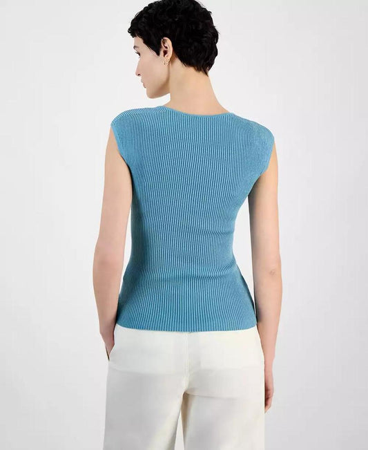 Women's Sweetheart-Neck Ribbed-Knit Top