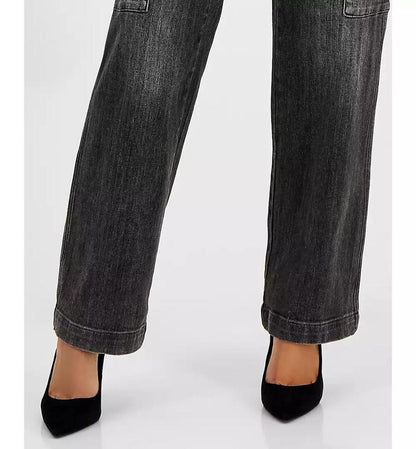 MICHAEL Women's High-Rise Faded Cargo Jeans
